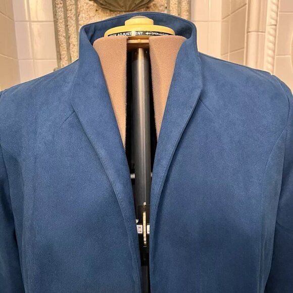 Investments. Size 16. Suede Cloth. Blue. Open Front. Lined. Jacket. LO - Picture 5 of 6
